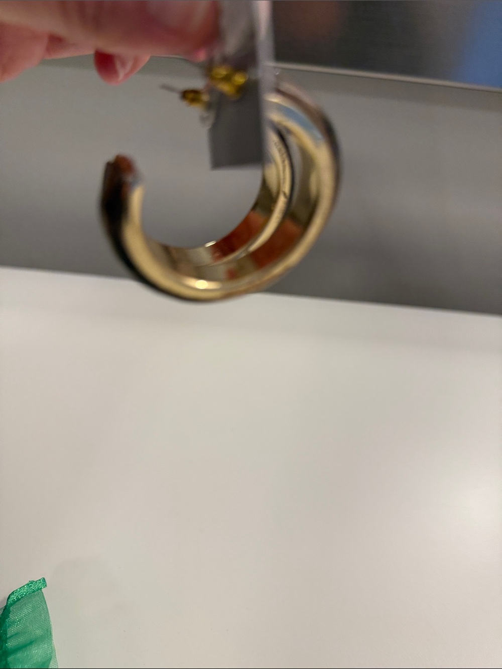 Chico's Gold and Black Hoop Earrings - Picture 3 of 4